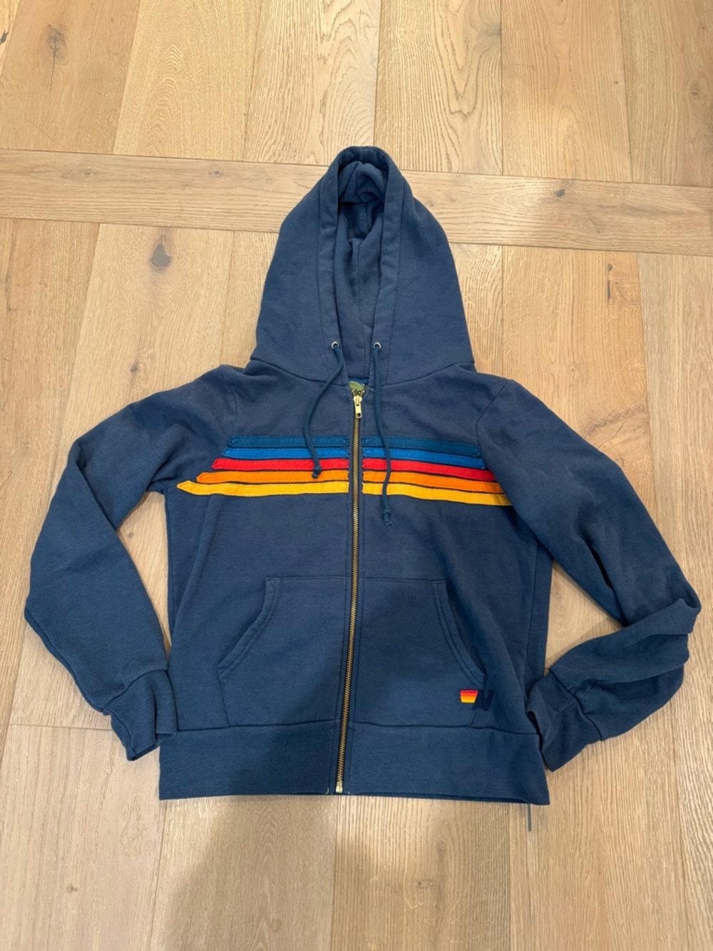 Aviator Nation Blue 5 Stripes Full Zip Hoodie